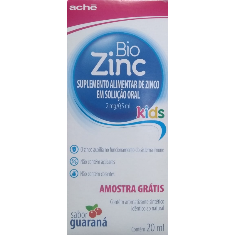 BIOZINC KIDS 2MG/0,5ML SUPLEMENTO ALIMENTAR SOLUÇÃO COM 20ML